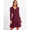 imageANRABESS Women Long Sleeve Ribbed Knit Short Dresses 2025 Fall Winter V Neck Casual Swing A Line Sweater DressBurgundy