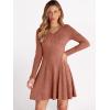 imageANRABESS Women Long Sleeve Ribbed Knit Short Dresses 2025 Fall Winter V Neck Casual Swing A Line Sweater DressCaramel