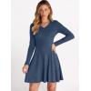 imageANRABESS Women Long Sleeve Ribbed Knit Short Dresses 2025 Fall Winter V Neck Casual Swing A Line Sweater DressDark Blue