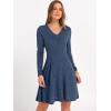 imageANRABESS Women Long Sleeve Ribbed Knit Short Dresses 2025 Fall Winter V Neck Casual Swing A Line Sweater DressDark Blue