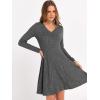 imageANRABESS Women Long Sleeve Ribbed Knit Short Dresses 2025 Fall Winter V Neck Casual Swing A Line Sweater DressDeep Grey