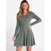 imageANRABESS Women Long Sleeve Ribbed Knit Short Dresses 2025 Fall Winter V Neck Casual Swing A Line Sweater DressGreen