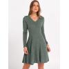 imageANRABESS Women Long Sleeve Ribbed Knit Short Dresses 2025 Fall Winter V Neck Casual Swing A Line Sweater DressGreen