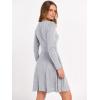 imageANRABESS Women Long Sleeve Ribbed Knit Short Dresses 2025 Fall Winter V Neck Casual Swing A Line Sweater DressGrey
