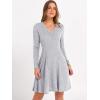 imageANRABESS Women Long Sleeve Ribbed Knit Short Dresses 2025 Fall Winter V Neck Casual Swing A Line Sweater DressGrey