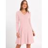 imageANRABESS Women Long Sleeve Ribbed Knit Short Dresses 2025 Fall Winter V Neck Casual Swing A Line Sweater DressPink