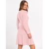imageANRABESS Women Long Sleeve Ribbed Knit Short Dresses 2025 Fall Winter V Neck Casual Swing A Line Sweater DressPink