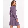 imageANRABESS Women Long Sleeve Ribbed Knit Short Dresses 2025 Fall Winter V Neck Casual Swing A Line Sweater DressPurple