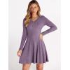 imageANRABESS Women Long Sleeve Ribbed Knit Short Dresses 2025 Fall Winter V Neck Casual Swing A Line Sweater DressPurple