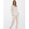 imageANRABESS Women Pajama Lounge Sets 2025 Fall 2 Piece Outfits Ribbed Long Sleeve Matching PJ Set Sleepwear LoungewearBeige
