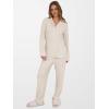 imageANRABESS Women Pajama Lounge Sets 2025 Fall 2 Piece Outfits Ribbed Long Sleeve Matching PJ Set Sleepwear LoungewearBeige