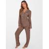 imageANRABESS Women Pajama Lounge Sets 2025 Fall 2 Piece Outfits Ribbed Long Sleeve Matching PJ Set Sleepwear LoungewearBrown