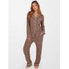 imageANRABESS Women Pajama Lounge Sets 2025 Fall 2 Piece Outfits Ribbed Long Sleeve Matching PJ Set Sleepwear LoungewearBrown