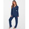 imageANRABESS Women Pajama Lounge Sets 2025 Fall 2 Piece Outfits Ribbed Long Sleeve Matching PJ Set Sleepwear LoungewearDeep Blue