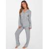 imageANRABESS Women Pajama Lounge Sets 2025 Fall 2 Piece Outfits Ribbed Long Sleeve Matching PJ Set Sleepwear LoungewearGrey