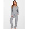 imageANRABESS Women Pajama Lounge Sets 2025 Fall 2 Piece Outfits Ribbed Long Sleeve Matching PJ Set Sleepwear LoungewearGrey