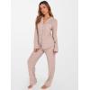 imageANRABESS Women Pajama Lounge Sets 2025 Fall 2 Piece Outfits Ribbed Long Sleeve Matching PJ Set Sleepwear LoungewearLight Brown
