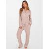 imageANRABESS Women Pajama Lounge Sets 2025 Fall 2 Piece Outfits Ribbed Long Sleeve Matching PJ Set Sleepwear LoungewearLight Brown