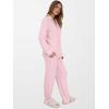 imageANRABESS Women Pajama Lounge Sets 2025 Fall 2 Piece Outfits Ribbed Long Sleeve Matching PJ Set Sleepwear LoungewearPink