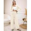 imageANRABESS Women Pajama Lounge Sets Fuzzy Fleece 2 Piece Outfits Long Sleeve Cardigan Wide Leg Pants 2025 Fall Comfy LoungewearBeige