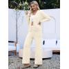 imageANRABESS Women Pajama Lounge Sets Fuzzy Fleece 2 Piece Outfits Long Sleeve Cardigan Wide Leg Pants 2025 Fall Comfy LoungewearBeige
