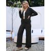 imageANRABESS Women Pajama Lounge Sets Fuzzy Fleece 2 Piece Outfits Long Sleeve Cardigan Wide Leg Pants 2025 Fall Comfy LoungewearBlack
