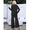 imageANRABESS Women Pajama Lounge Sets Fuzzy Fleece 2 Piece Outfits Long Sleeve Cardigan Wide Leg Pants 2025 Fall Comfy LoungewearBlack