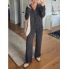 imageANRABESS Women Pajama Lounge Sets Fuzzy Fleece 2 Piece Outfits Long Sleeve Cardigan Wide Leg Pants 2025 Fall Comfy LoungewearDeep Grey