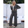 imageANRABESS Women Pajama Lounge Sets Fuzzy Fleece 2 Piece Outfits Long Sleeve Cardigan Wide Leg Pants 2025 Fall Comfy LoungewearDeep Grey