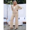 imageANRABESS Women Pajama Lounge Sets Fuzzy Fleece 2 Piece Outfits Long Sleeve Cardigan Wide Leg Pants 2025 Fall Comfy LoungewearLight Khaki