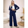 imageANRABESS Women Pajama Lounge Sets Fuzzy Fleece 2 Piece Outfits Long Sleeve Cardigan Wide Leg Pants 2025 Fall Comfy LoungewearNavy Blue