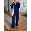 imageANRABESS Women Pajama Lounge Sets Fuzzy Fleece 2 Piece Outfits Long Sleeve Cardigan Wide Leg Pants 2025 Fall Comfy LoungewearNavy Blue