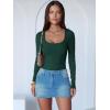 imageANRABESS Women Scoop Neck Bodysuits Long Sleeve Tops 2025 Fall Slim Fit Ribbed Knit Sexy Soft Basic Shirts Fashion OutfitsDeep Green