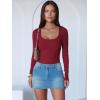 imageANRABESS Women Scoop Neck Bodysuits Long Sleeve Tops 2025 Fall Slim Fit Ribbed Knit Sexy Soft Basic Shirts Fashion OutfitsWine Red