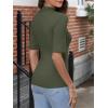 imageANRABESS Women Tops Mock Neck 12 Short Sleeve Slim Fit Basic Tee Shirts Dressy Work Business 2025 Summer Fall Casual OutfitsArmy Green
