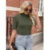 imageANRABESS Women Tops Mock Neck 12 Short Sleeve Slim Fit Basic Tee Shirts Dressy Work Business 2025 Summer Fall Casual OutfitsArmy Green