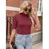 imageANRABESS Women Tops Mock Neck 12 Short Sleeve Slim Fit Basic Tee Shirts Dressy Work Business 2025 Summer Fall Casual OutfitsBurgundy
