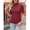 imageANRABESS Women Tops Mock Neck 12 Short Sleeve Slim Fit Basic Tee Shirts Dressy Work Business 2025 Summer Fall Casual OutfitsBurgundy