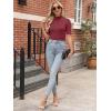 imageANRABESS Women Tops Mock Neck 12 Short Sleeve Slim Fit Basic Tee Shirts Dressy Work Business 2025 Summer Fall Casual OutfitsBurgundy