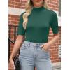 imageANRABESS Women Tops Mock Neck 12 Short Sleeve Slim Fit Basic Tee Shirts Dressy Work Business 2025 Summer Fall Casual OutfitsGreen