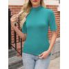 imageANRABESS Women Tops Mock Neck 12 Short Sleeve Slim Fit Basic Tee Shirts Dressy Work Business 2025 Summer Fall Casual OutfitsLake Green