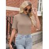 imageANRABESS Women Tops Mock Neck 12 Short Sleeve Slim Fit Basic Tee Shirts Dressy Work Business 2025 Summer Fall Casual OutfitsLight Khaki