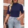 imageANRABESS Women Tops Mock Neck 12 Short Sleeve Slim Fit Basic Tee Shirts Dressy Work Business 2025 Summer Fall Casual OutfitsNavy Blue