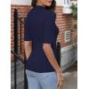 imageANRABESS Women Tops Mock Neck 12 Short Sleeve Slim Fit Basic Tee Shirts Dressy Work Business 2025 Summer Fall Casual OutfitsNavy Blue