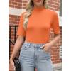 imageANRABESS Women Tops Mock Neck 12 Short Sleeve Slim Fit Basic Tee Shirts Dressy Work Business 2025 Summer Fall Casual OutfitsOrange