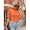 imageANRABESS Women Tops Mock Neck 12 Short Sleeve Slim Fit Basic Tee Shirts Dressy Work Business 2025 Summer Fall Casual OutfitsOrange