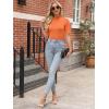imageANRABESS Women Tops Mock Neck 12 Short Sleeve Slim Fit Basic Tee Shirts Dressy Work Business 2025 Summer Fall Casual OutfitsOrange