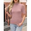imageANRABESS Women Tops Mock Neck 12 Short Sleeve Slim Fit Basic Tee Shirts Dressy Work Business 2025 Summer Fall Casual OutfitsPink