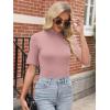 imageANRABESS Women Tops Mock Neck 12 Short Sleeve Slim Fit Basic Tee Shirts Dressy Work Business 2025 Summer Fall Casual OutfitsPink