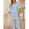 imageANRABESS Womens 2 Piece Lounge Pajama Sets Ribbed Long Sleeve Button Top Matching Pants Sleepwear PJ Set 2025 Fall OutfitsLight Blue